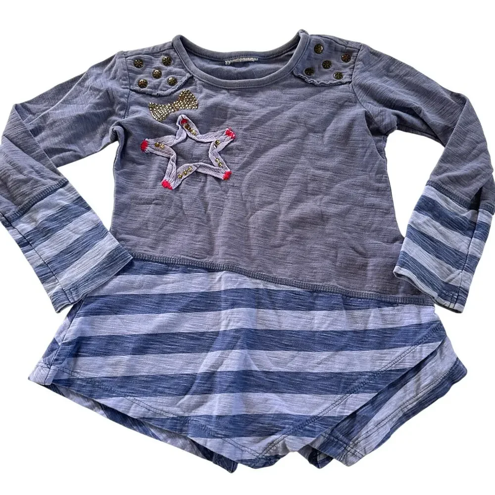 Naartjie Purple Stripe Star Embroidered Long Sleeve Top